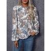 Kadın Uzun Kollu Yarı Balıkçı Yaka Desenli Süprem Bluz