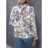 Kadın Uzun Kollu Yarı Balıkçı Yaka Desenli Süprem Bluz