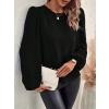 Kadın Uzun Kollu Yuvarlak Yaka Arkadan Bağcıklı Salaş Ithal Krep Bluz
