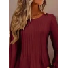 Kadın Uzun Kollu Yuvarlak Yaka Nervürlü Bluz