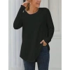 Kadın Uzun Kollu Yuvarlak Yaka Salaş Iki Iplik Bluz