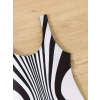 Kadın Yuvarlak Yaka Askılı Zebra Desen Baskılı Dalgıç Mayo