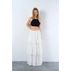 Katlı Pileli Etek  Ekru