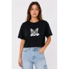Kedi Baskılı Oversize Crop Tişört alaş Basic Yarım Kol Tshirt  iyah