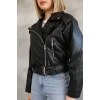 Kemerli Crop Deri Oversize Kadın Yeni Sezon Ceket