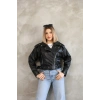 Kemerli Crop Deri Oversize Kadın Yeni Sezon Ceket
