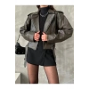 Kemerli Kadın Deri Ceket Yeni Sezon Oversize