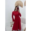 Kırmızı aten Uzun Elbise