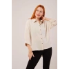 Kol Katlama Detaylı Bej Gömlek