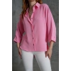 Kol Katlama Detaylı Pembe Gömlek