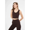 Kolsuz porcu Baskılı Crop  Kahve