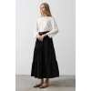 Pamuklu Beli Lastikli Etek  Siyah