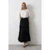 Pamuklu Beli Lastikli Etek  Siyah