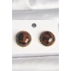 Pirinç Gold Renk 3D Daire Leopar Model Kadın Küpe
