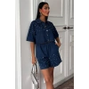 Taş Detaylı Gömlek Şort Denim Takım 10175