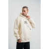 Üç İplik Kapşonlu Dijital Patchli SweatShirt  Krem