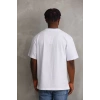 Unisex Baskılı Oversize Thirt  Beyaz