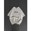 Unisex Baskılı Oversize Thirt  Beyaz