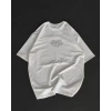 Unisex Bisiklet Yaka Baskılı Oversize Thirt  Beyaz