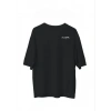 Unisex Bisiklet Yaka Baskılı Oversize Thirt  iyah