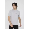 Unisex Bisiklet Yaka Slim Fit TShirt Boyalı Gri