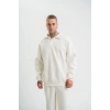 Unisex Double Oversize Patlı Yaka weathirt  Beyaz