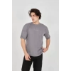Unisex Jakar Kumaş Rahat Kol Thirt  Gri