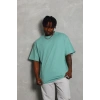 Unisex Oversize Düz Bisiklet Yaka Thirt  int Yeşili