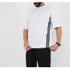 Unisex Oversize Yanları Şeritli Thirt  Beyaz