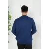 Unisex Uzun Kol V Yaka Triko Kazak  Indigo