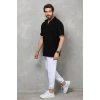 Unisex Yarım Fermuarlı Düz Oversize Tshirt  iyah