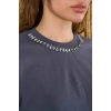 Yakası Taşlı Tshirt  Füme