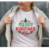 Yılbaşı erry Christmas iller Baskılı Oversize Bisiklet Yaka Tshirt  Beyaz