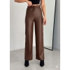 Yüksek Bel Geniş Paça Içi şardonlu Deri Pantolon.