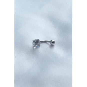316L Cerrahi Çelik Zirkon Taşlı Göbek Piercing