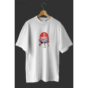 1 ayıs Emek Ve Dayanışma Günü Baskılı Oversize Bisiklet Yaka Tshirt  Beyaz