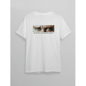10 Kasım Atatürkü Anma Günü Baskılı Oversize Bisiklet Yaka Tshirt  Beyaz