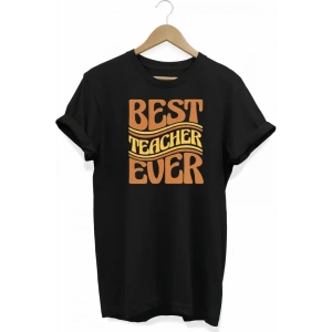 24 Kasım Öğretmenler Günü Hediye Baskılı Oversize Bisiklet Yaka Tshirt  iyah
