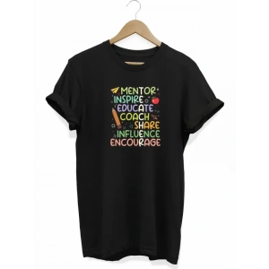 24 Kasım Öğretmenler Günü Hediye Temalı Oversize Bisiklet Yaka Tshirt  iyah