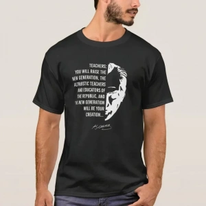 24 Kasım Öğretmenler Günü Temalı Baskılı Bisiklet Yaka Tshirt  iyah
