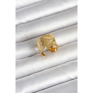 316L Çelik Gold Renk Başak Modeli Kadın Yüzük