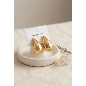 316L Çelik Gold Renk Damla Model Küpe