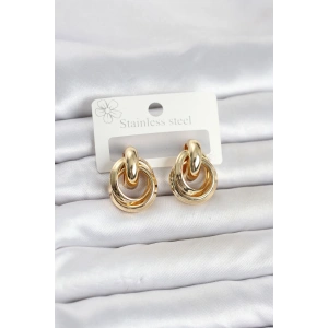 316L Çelik Gold Renk Halka Model Kadın Küpe