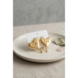 316L Çelik Gold Renk Melting Heart Model Küpe