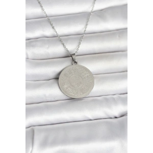 316L Çelik Gümüş Renk Ayetel Kürsi Yazılı Kolye