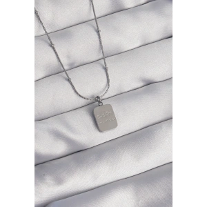 316L Çelik Gümüş Renk Kare Charm Model Kolye