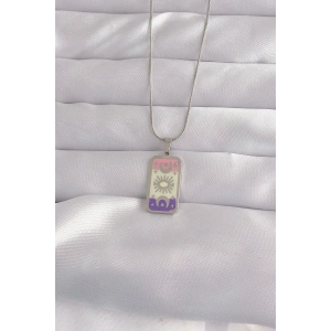 316L Çelik Gümüş Renk Karışık Mineli Ay Figür Tarot Kolye