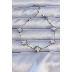 316L Çelik Gümüş Renk Sedefli Baby Boy Yonca Model Bileklik