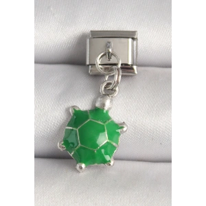316L Çelik Gümüş Renk Yeşil Kaplumbağa Model Nomination Charm
