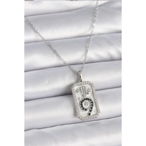 316L Çelik Gümüş Renk Zincir Akrep Burcu Zirkon Taşlı Kadın Kolye